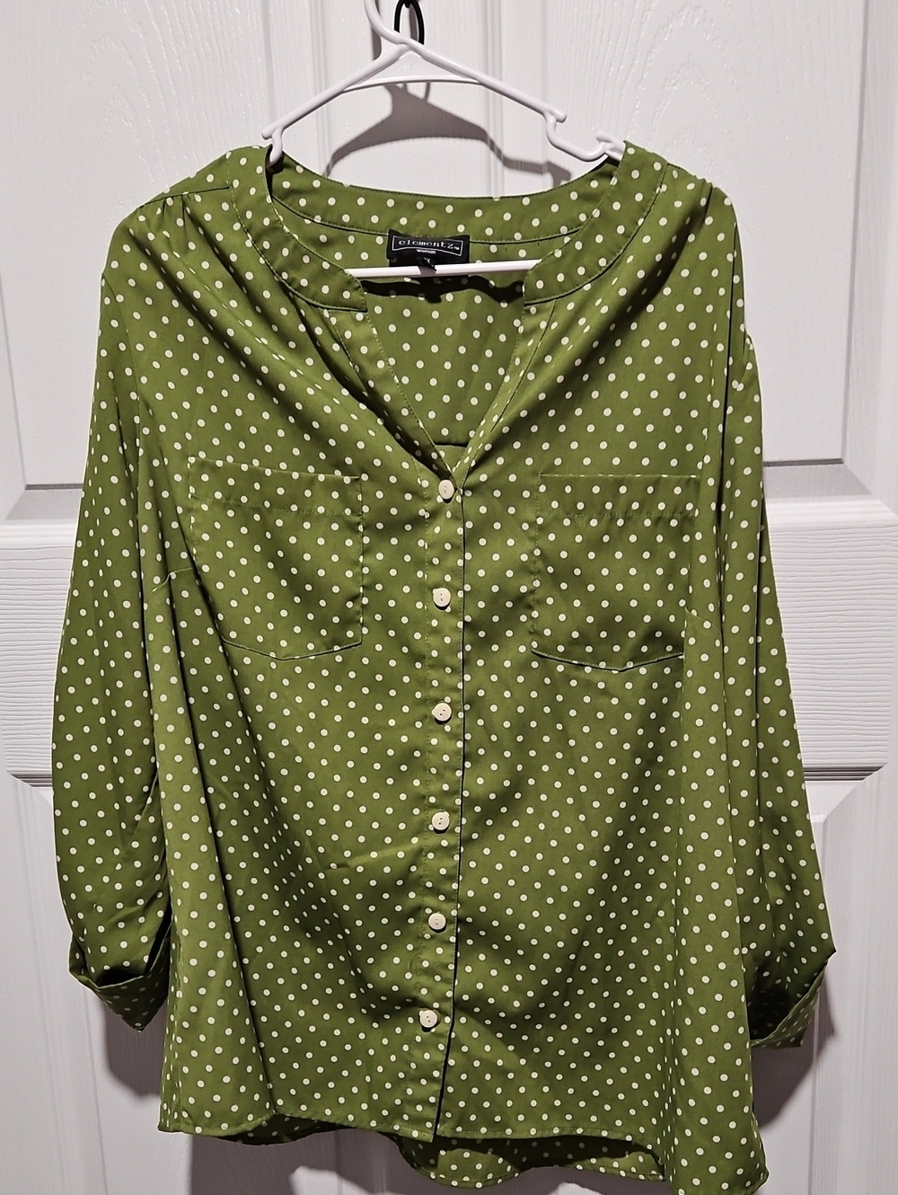 Elementz Olive Green Polka Dot Button-Down Shirt